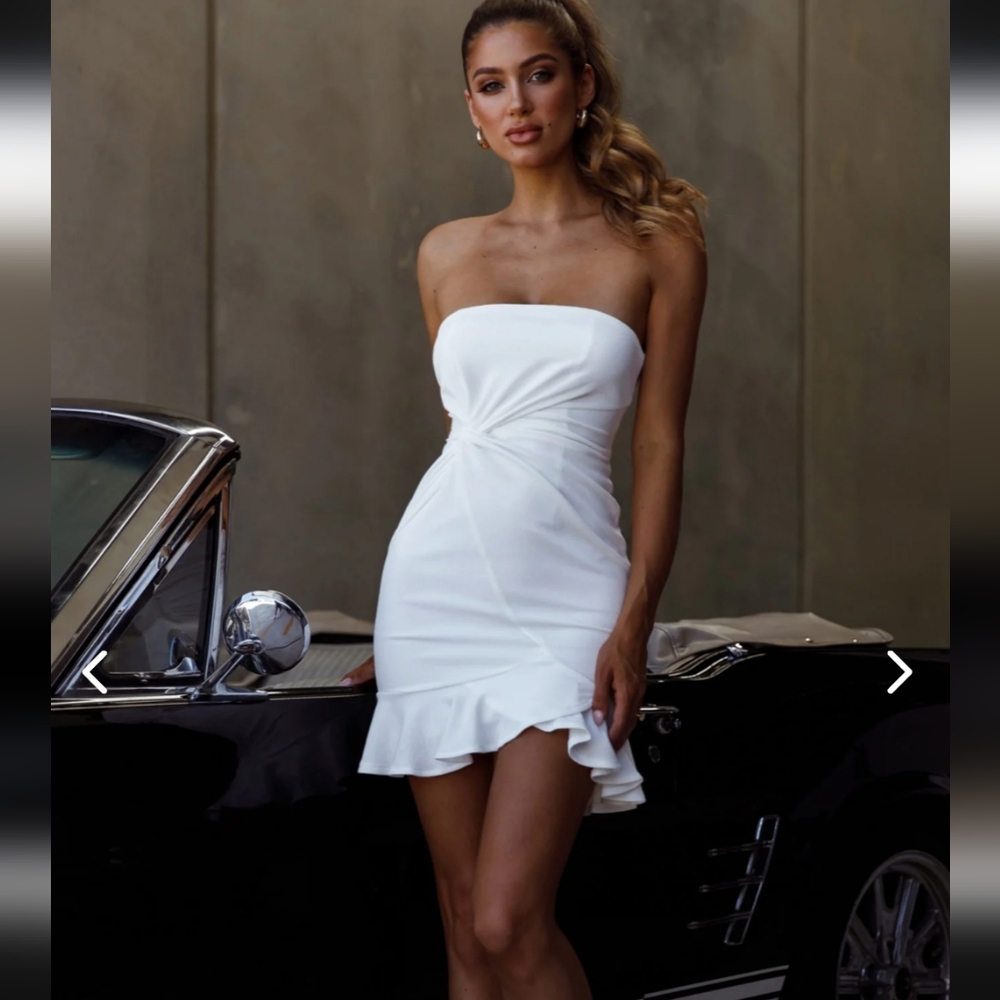 SELFIE LESLIE PROM QUEEN BANDEAU MINI DRESS WHITE - Picture 3 of 14